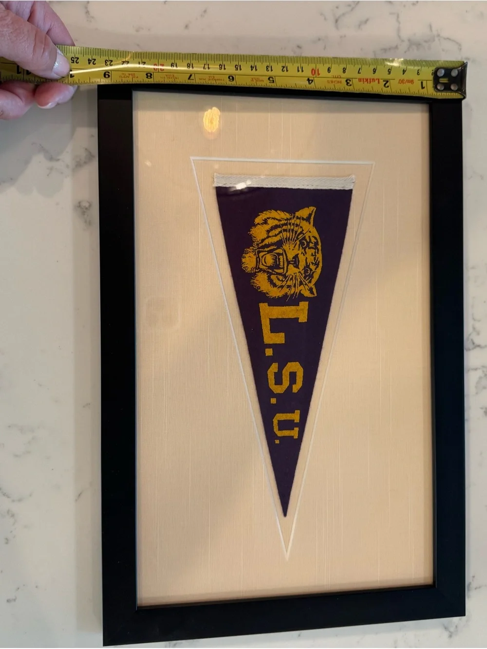 💜🏈Vintage 1950s LSU Tigers Hormel Wool Felt Pennant Framed Rare NCAA Decor💛🏈
